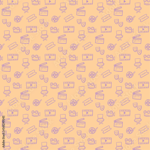 Motif harmonieux de cinéma sur Fond. illustration vectorielle, film icônes.