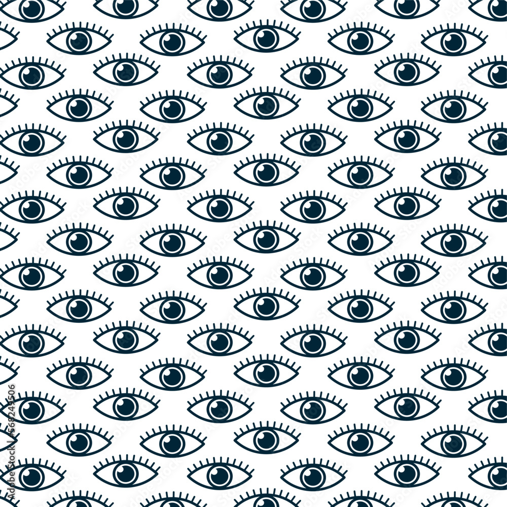 Motif harmonieux d'oeil. Image vectorielle logo dessiné à la main, isolés sur fond blanc