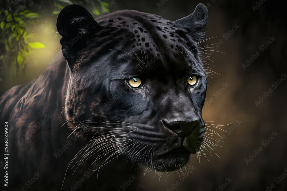 lovely black panther. large cat animal kingdom. Generative AI
