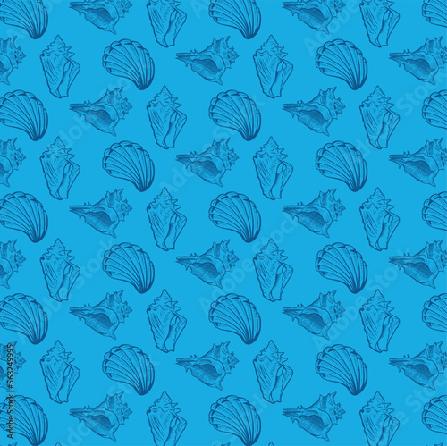 Motif harmonieux de coquillages.Illustration vectorielle.