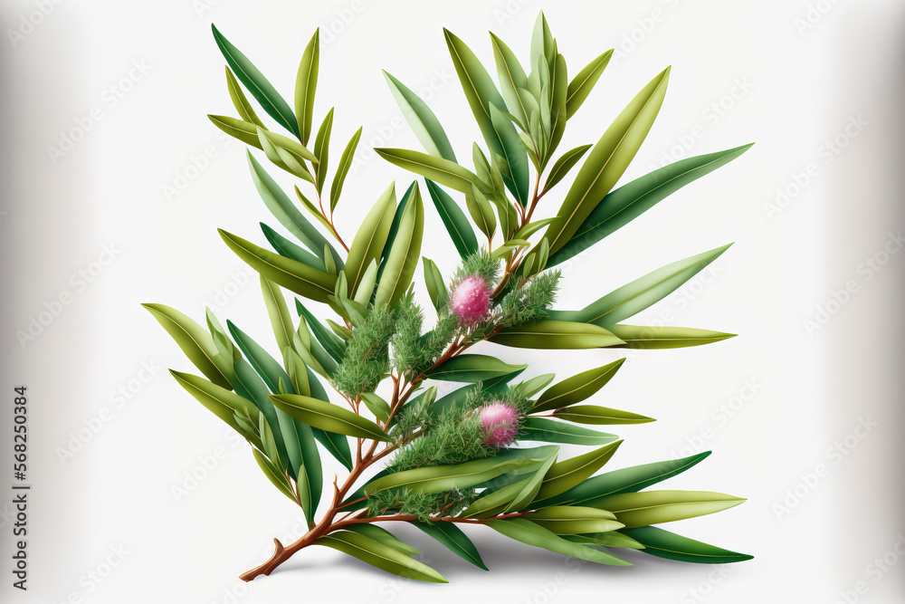 Tea Tree Isolated on White Background, Melaleuca. Generative AI Tea Tree Isolated on White Background, Melaleuca. Generative AI