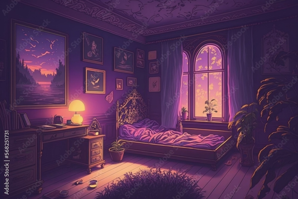 Y5】Interior Design anime bedroom - v1.0 | Tensor.Art