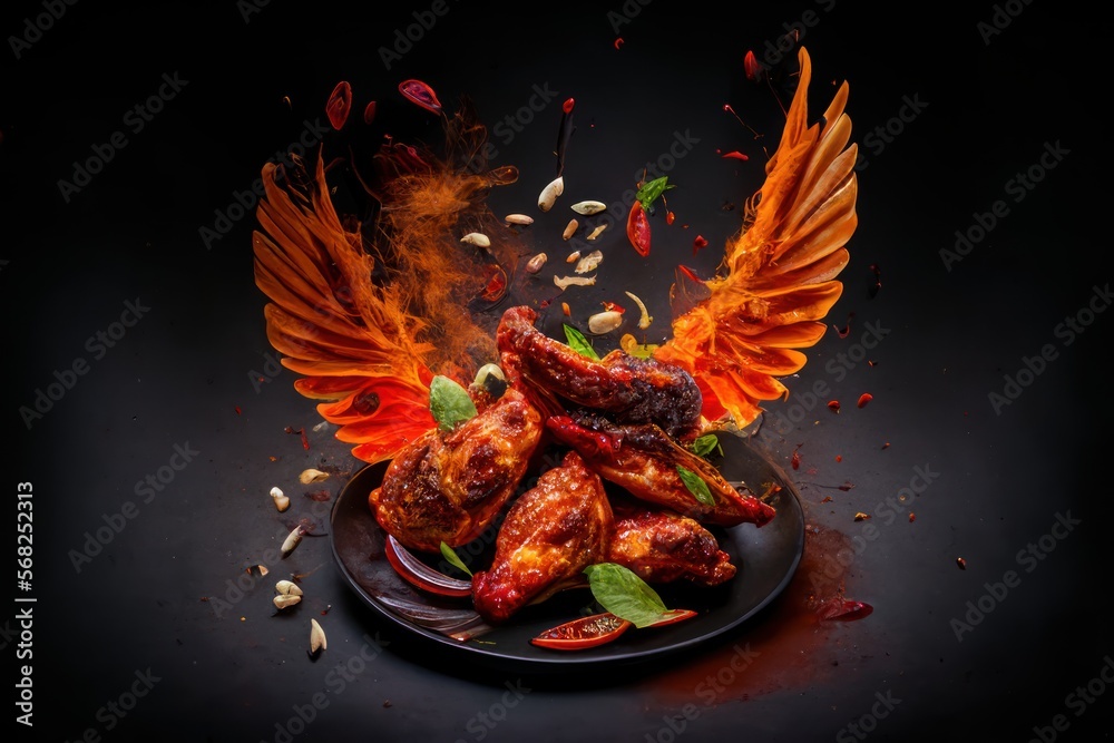 Fried Chicken wings and legs. Bucket full of crispy kentucky fried