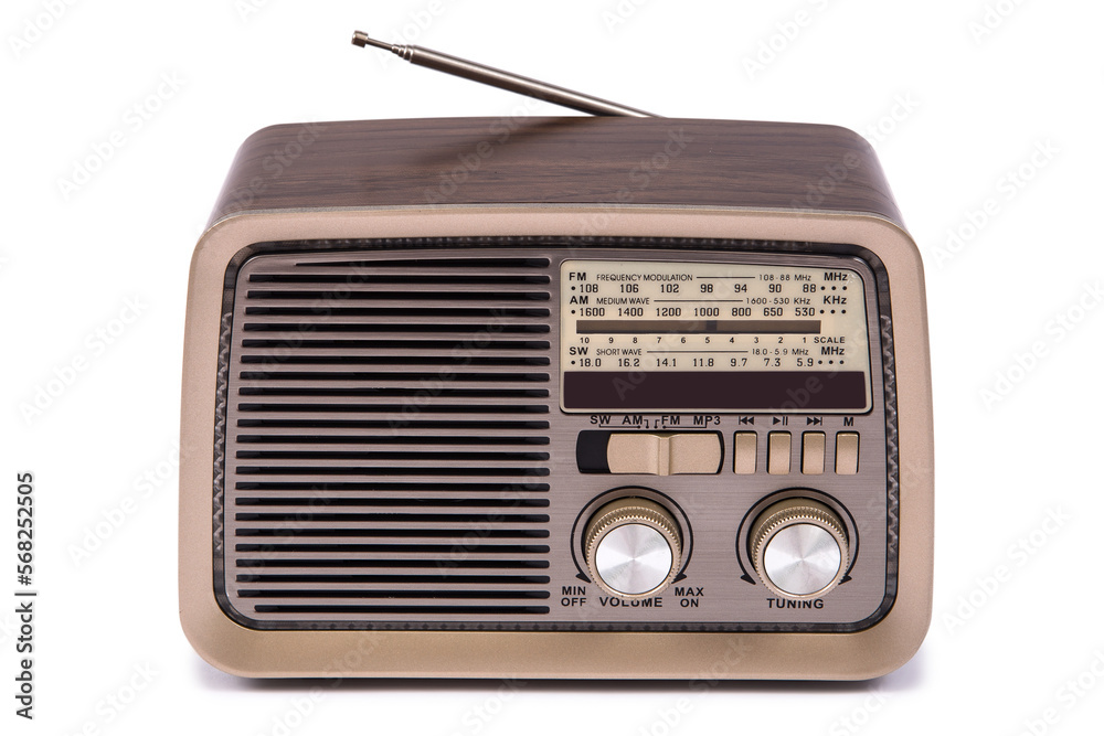 Portable retro radio isolated on white background Portable retro radio isolated on white background