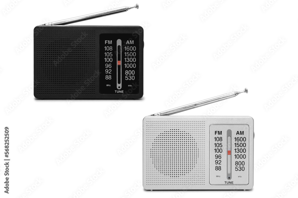 Portable retro radio isolated on white background Portable retro radio isolated on white background
