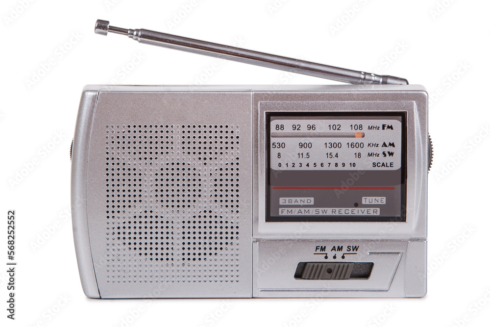 Portable retro radio isolated on white background Portable retro radio isolated on white background