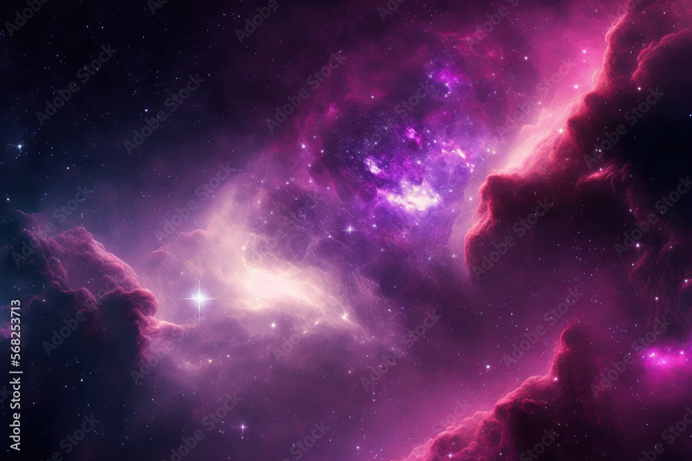 a purple and pink space backdrop. Generative AI