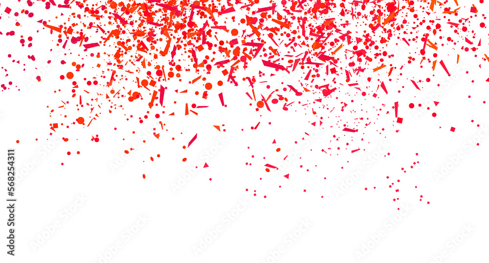 Confetti on isolated white background. Texture with many colorful glitters. Holiday bright elements. Festive pattern for flyers, banners and textiles