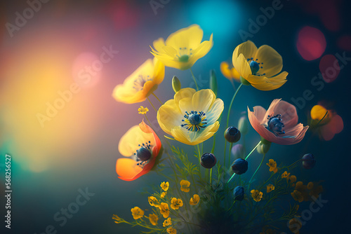 Buttercup Flowers, Illustration, Generative AI