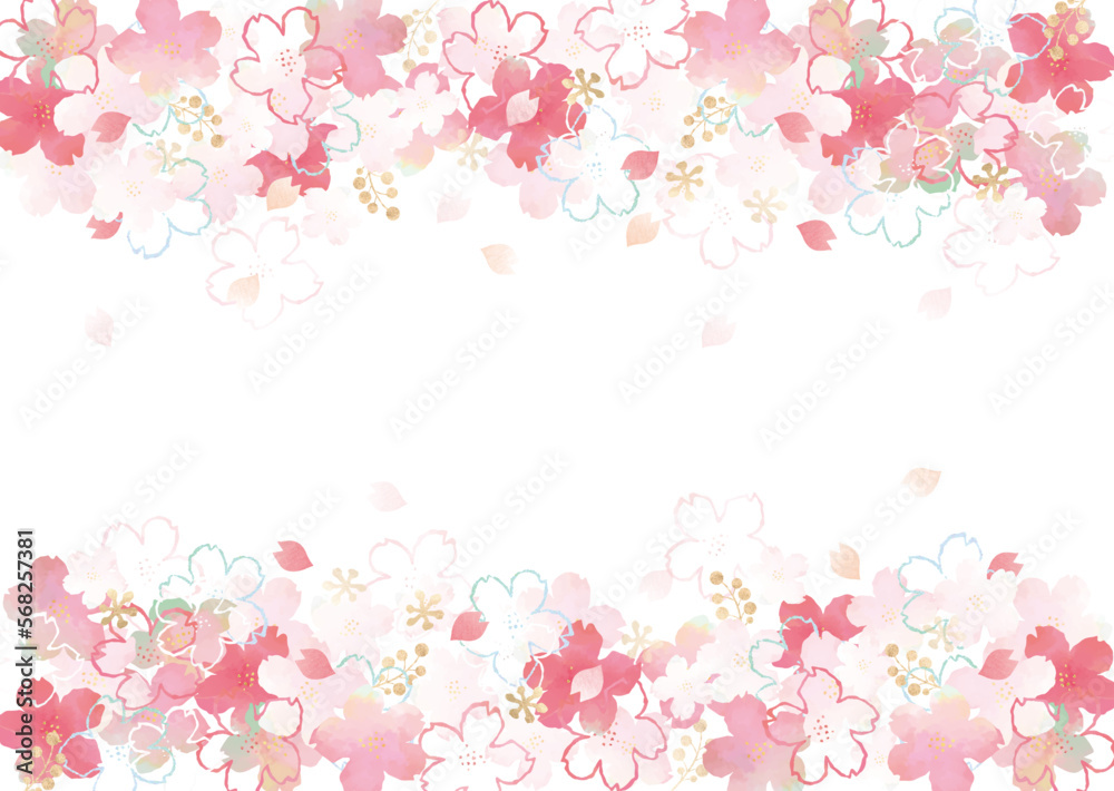 桜　花びら　水彩　和柄　背景　ベクター