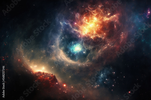 Background of the universe with star dust  galaxy  and cosmic forms. Generative AI