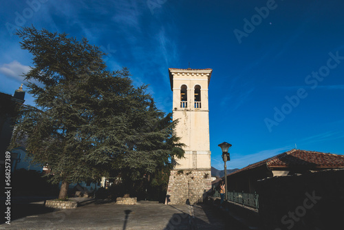 Herceg Novi town, Kotor bay, streets of Herzeg Novi, Montenegro, with old town scenery, church, Forte Mare fortress, Adriatic sea coast in a sunny day photo