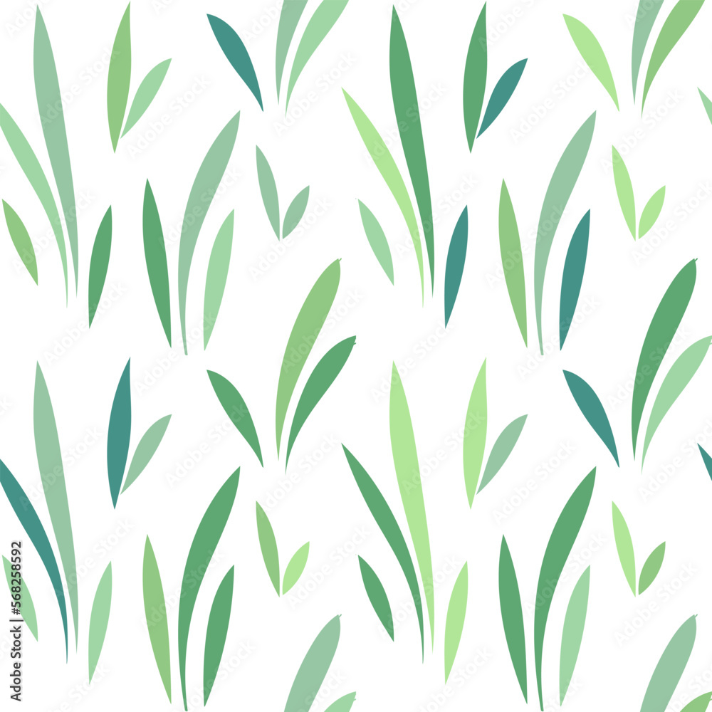 Naklejka premium Floral leaf seamless pattern. Spring grass leaves vector background, flower herb textile print, bamboo grass brunches