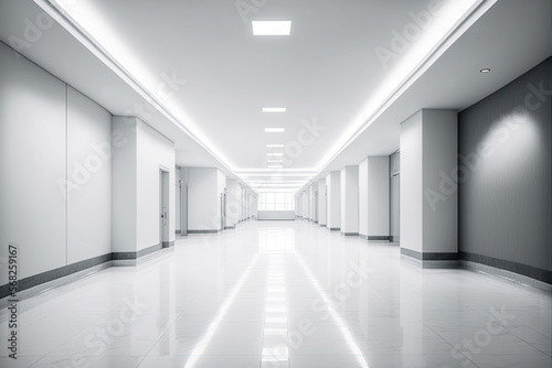 Empty hallway in modern building a modern empty white corridor hallway for background  3d illustration