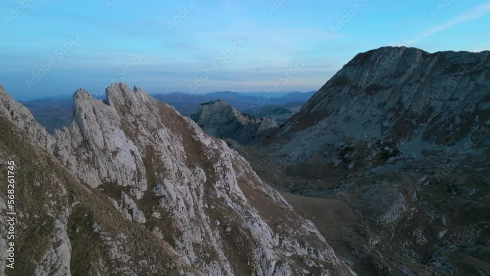 Aerial view mountain ridge in blue hour Aerial view mountain ridge in blue hour