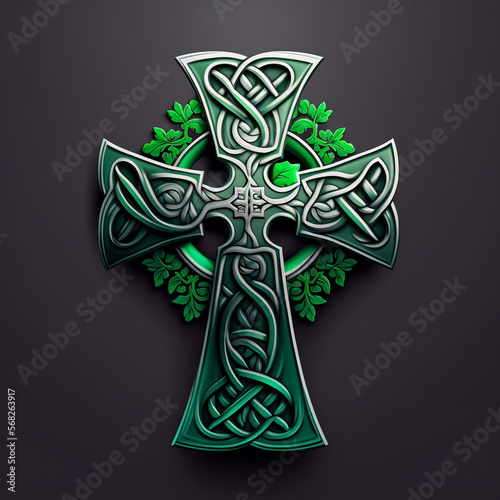 Celtic Cross Logo, Image, Emblem, Irish, Generative AI