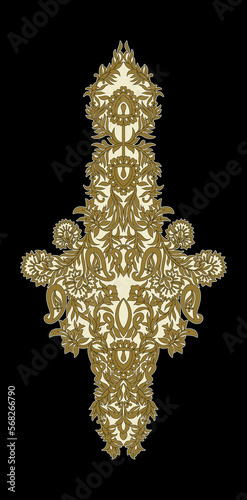 Pakistani or Indian ethnic ornament elements. Folk flowers and leaves for print or embroidery. Vector illustration.