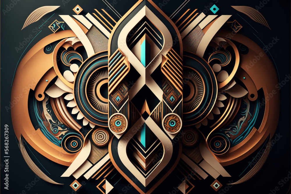 abstract images with geometric shapes for use in decoration of the environment, Generative Ai