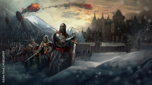 Fotografie Viking king leading army into war