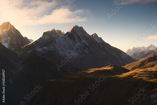 mountainous landscape with snow  generative ai