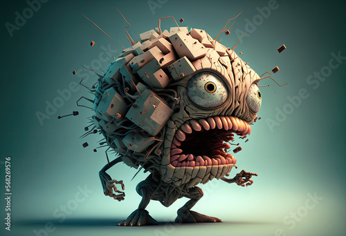 Annoying Personal Demon - Concept of an Angry Internal Voice, Migraine, or Stress-Related Frustration - Generative AI