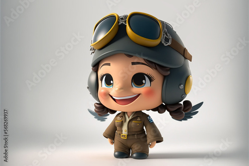 cute pilot man charactor, AI generate 