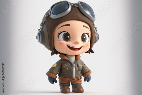 cute pilot man charactor, AI generate 