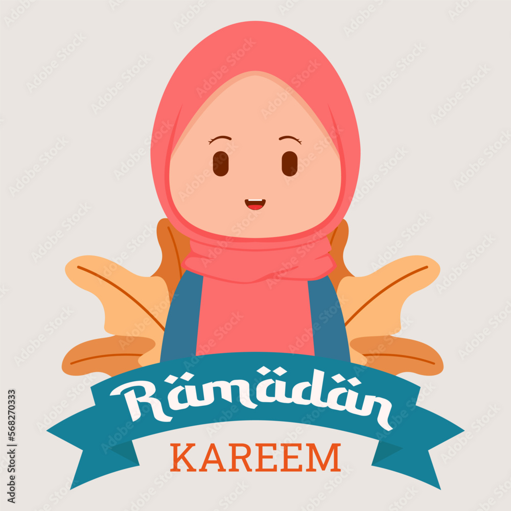 cute muslim female character design with text cute muslim female character design with text