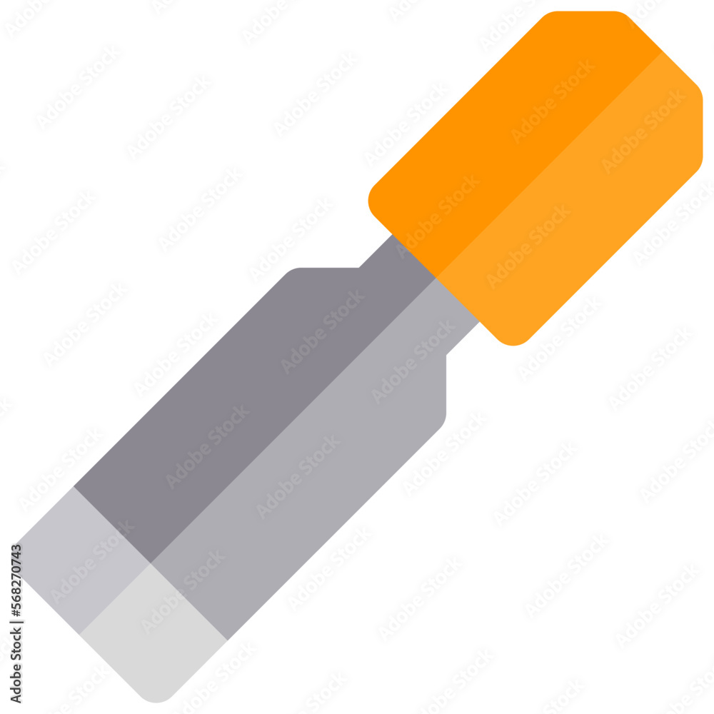Isolated chisel in flat icon on white background. Carpentry, work tool, equipment Isolated chisel in flat icon on white background. Carpentry, work tool, equipment