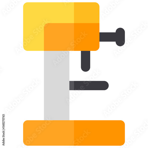 Isolated drill press in flat icon on white background. Drill machine, carpentry, work tool
