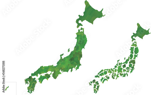 優しい雰囲気の日本地図のベクターイラスト