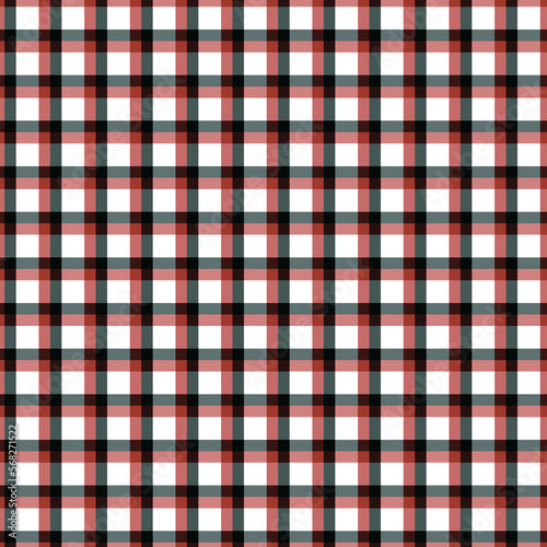  Seamless black and red checkered plaid fabric pattern texture. Stripes crossed horizontal and vertical lines.Seamless checkered pattern