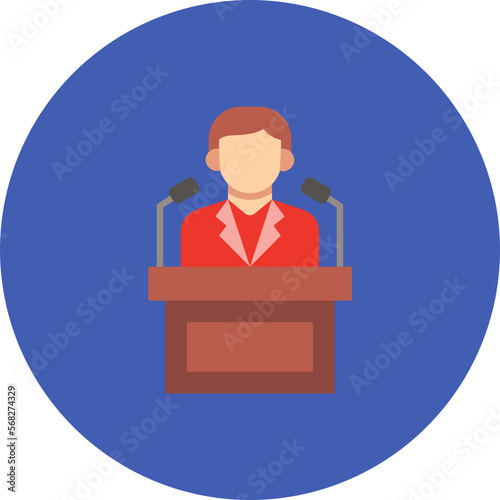 Politician Multicolor Circle Flat Icon