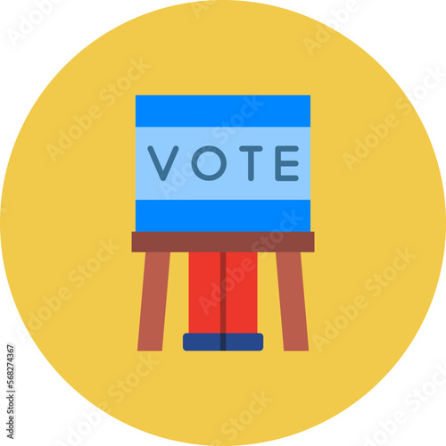 Voting Booth Multicolor Circle Flat Icon
