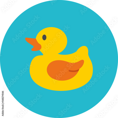 Duck Multicolor Circle Flat Icon