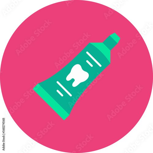 Toothpaste Multicolor Circle Flat Icon