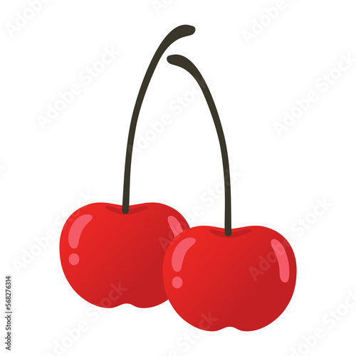 Cherry Fruit Cartoon Illustration Flat Design Art Icon