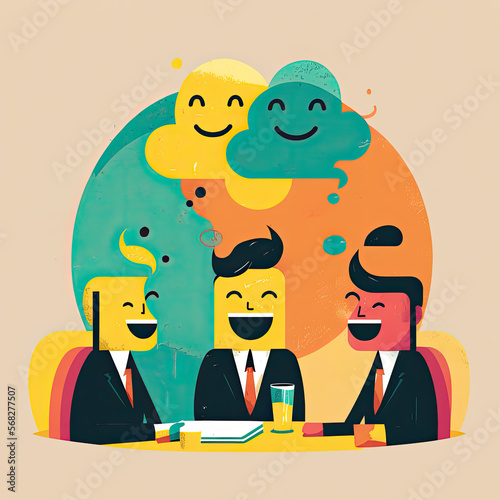 cheerful businessmen meeting in the room. Generative AI.