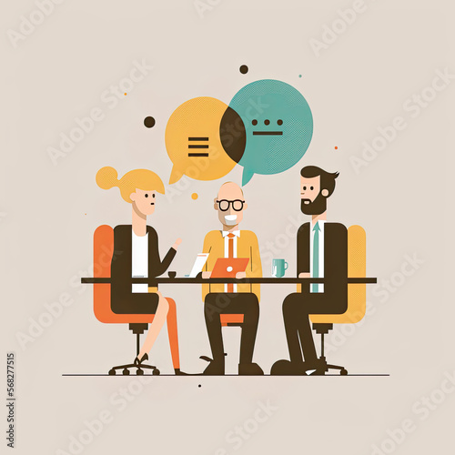 cheerful businessmen meeting in the room. Generative AI.