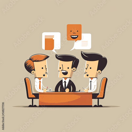 cheerful businessmen meeting in the room. Generative AI.