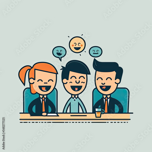 cheerful businessmen meeting in the room. Generative AI.