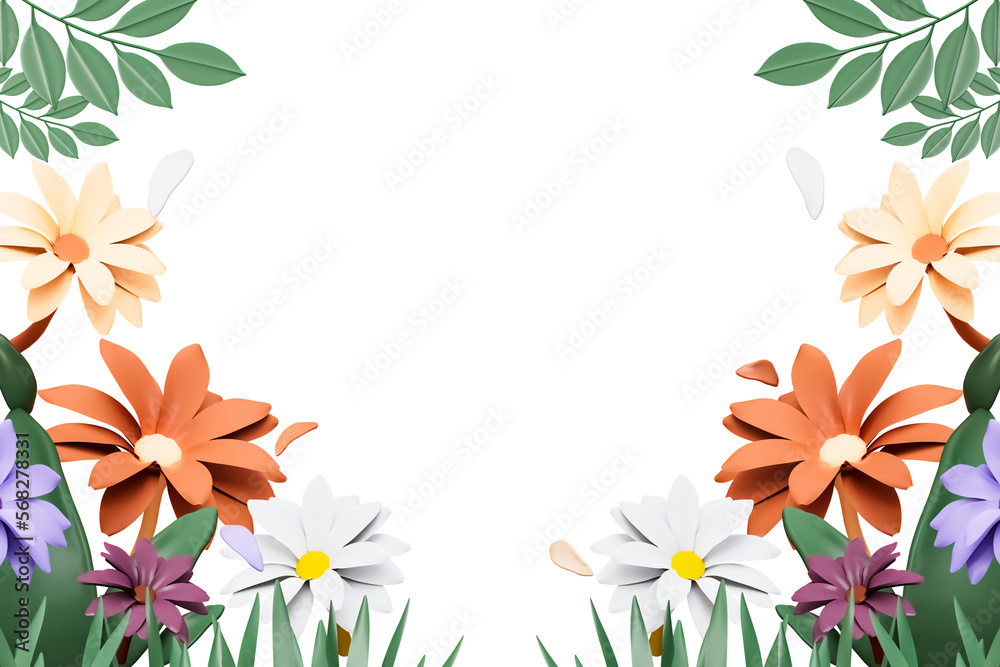 Mixed chamomile spring banner cutout