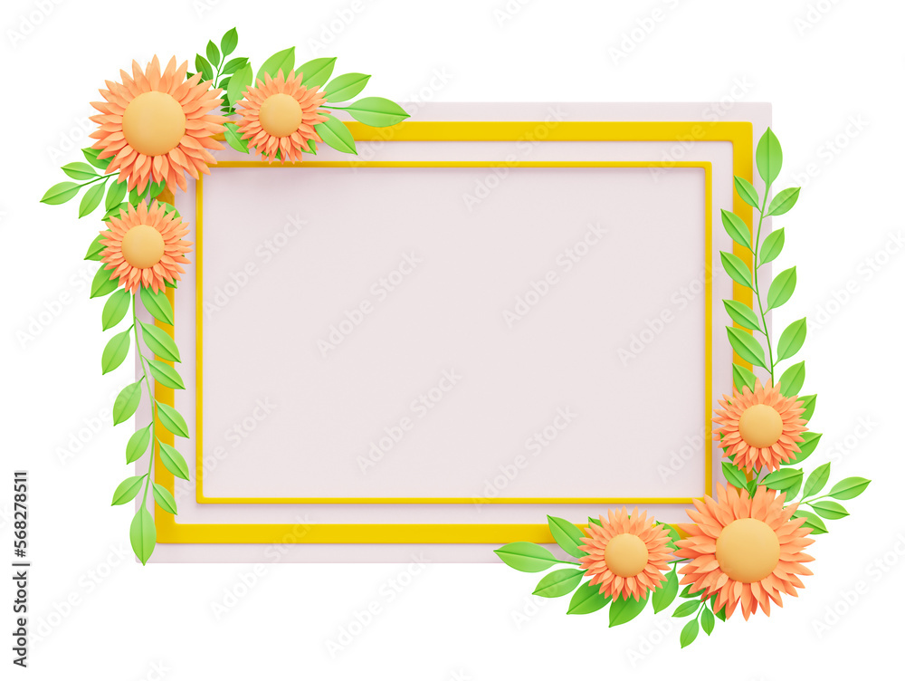 Spring concept Orange flower frame cutout