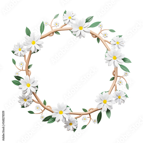 Spring concept Daisy flower frame cutout © Xvector