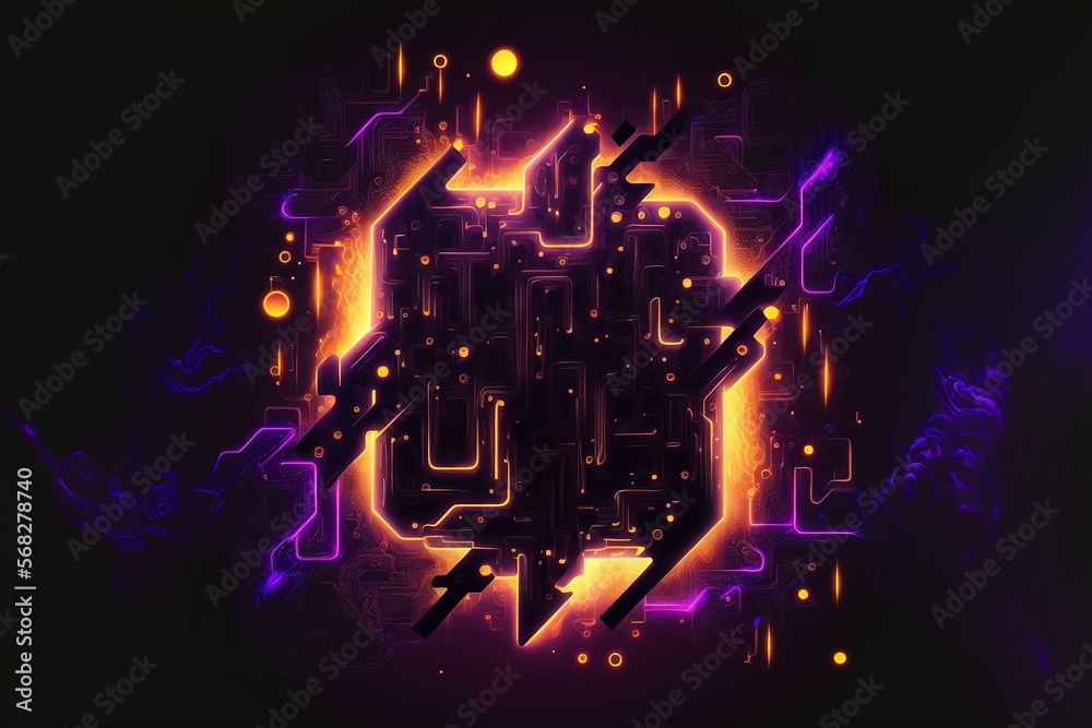 Abstrakter Neon Cyper Krypto Metaverse Hintergrund mit Schwarzlicht.
