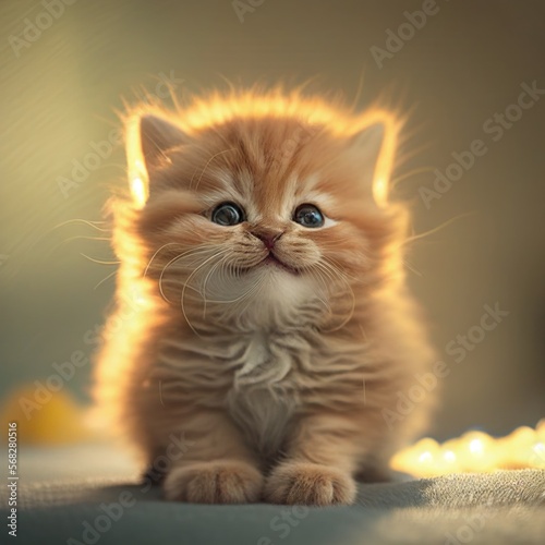 Small and Cute Happy Kitten Generative AI