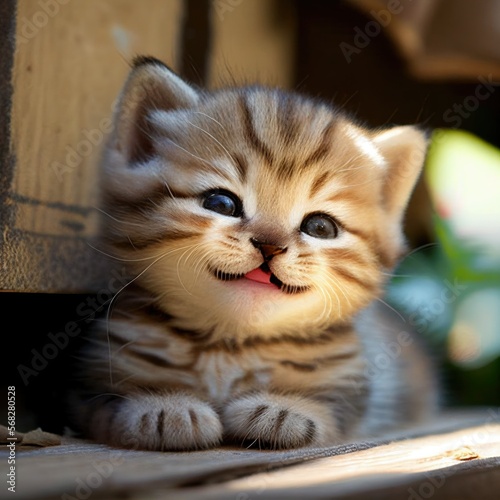 Cute Smiling Happy Kitten Generative AI