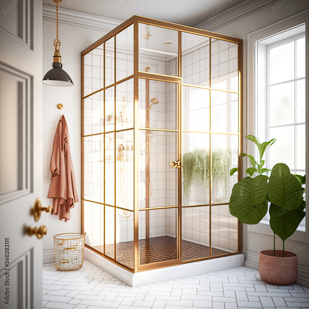 light and airy, 6ft by 6ft shower with clear glass shower walls and