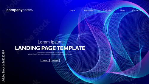 Abstract modern technology Landing page template, flowing line digital technology, smooth particle wave, big data techno design concept background wallpaper, Annual reports, flyer, poster, cover. EPS