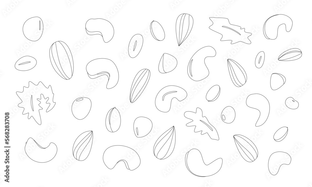 ナッツの線画イラストセット ナッツの線画イラストセット